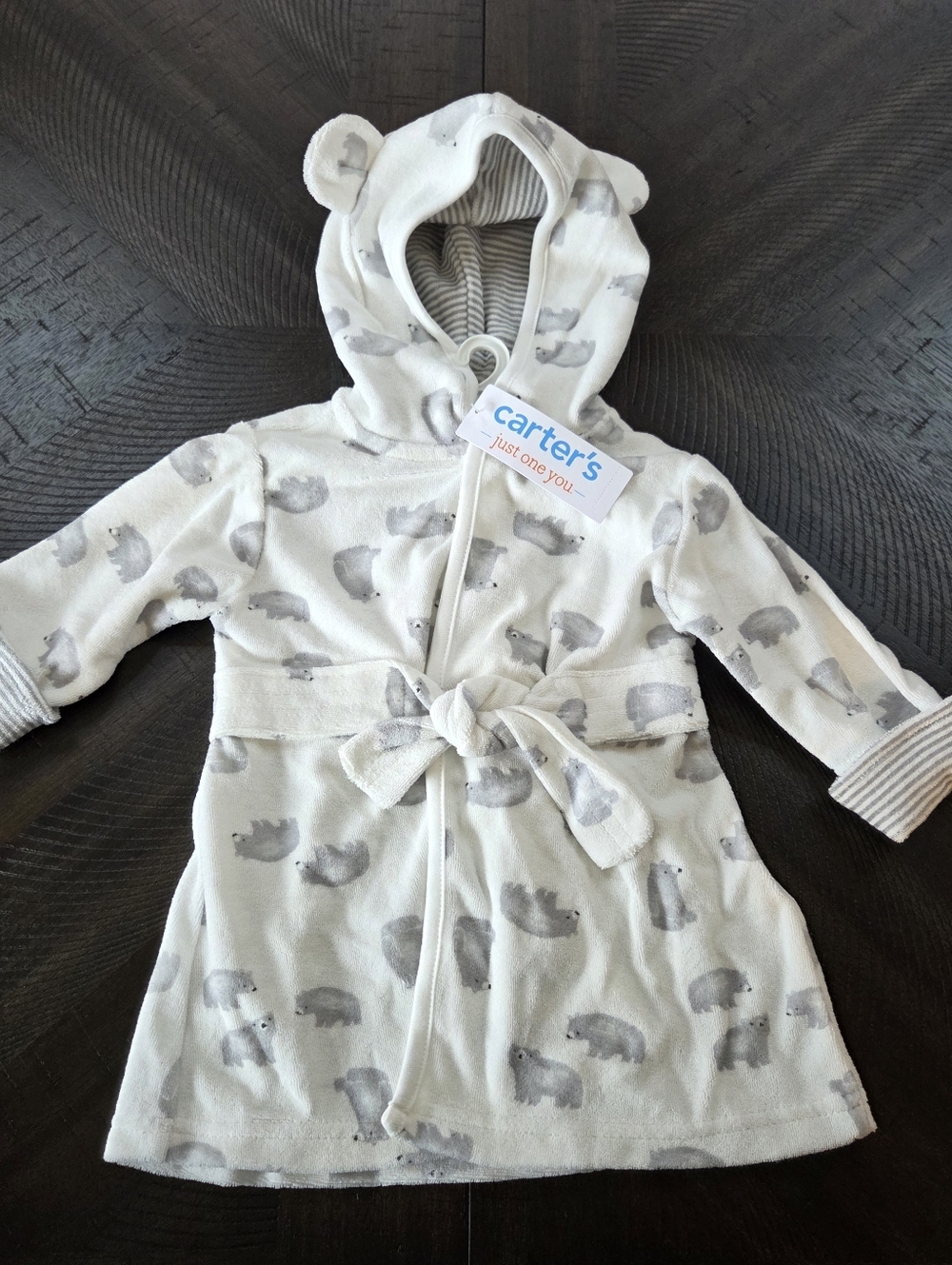 Carter's Just One You Baby Polar Bear Hooded Robe White 0-9M NWT